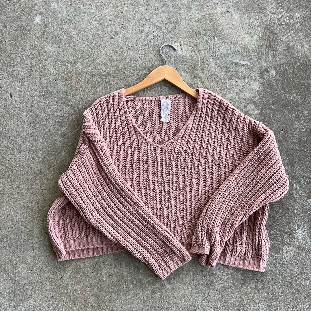 Sadie & Sage Ash Cropped Chunky Knit Sweater
S Small